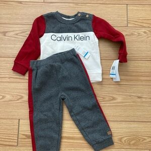 Calvin Klein Gray Knit Top with Button Detail